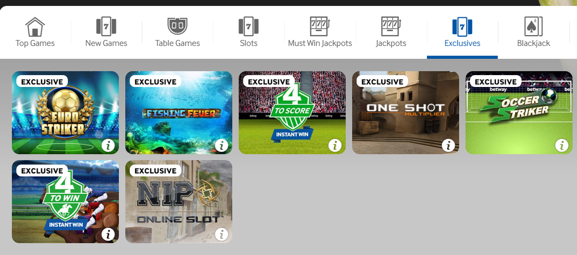 Betway Exclusive Games