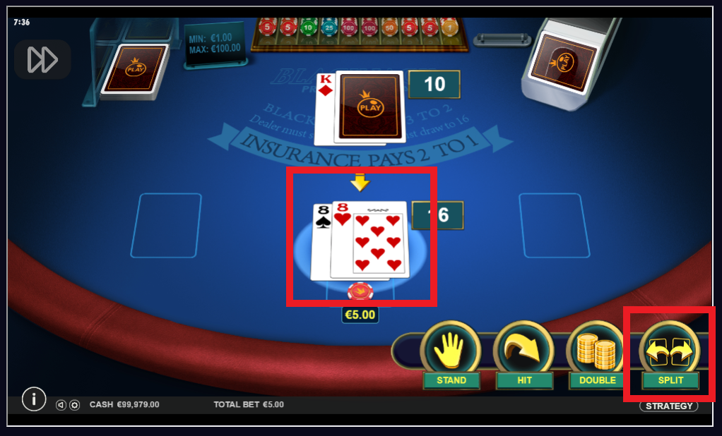 Split option Blackjack