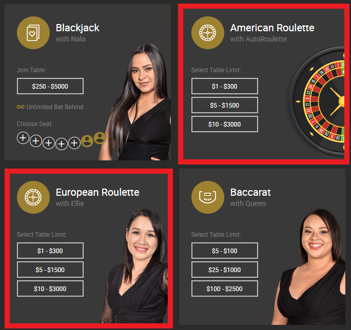 Bodog Live Roulette Variants