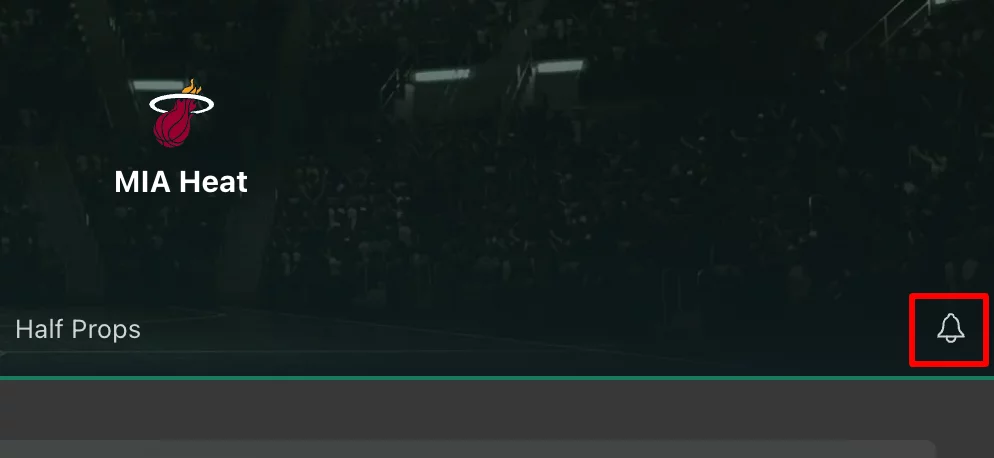 bet365 bell icon for creating alerts.