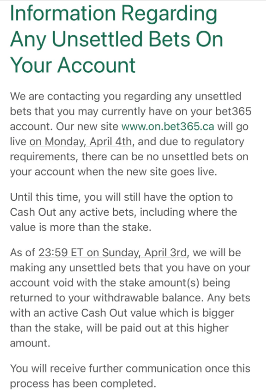 bet365 void account