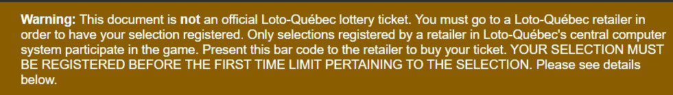 Peringatan Loto quebec bukan tiket resmi