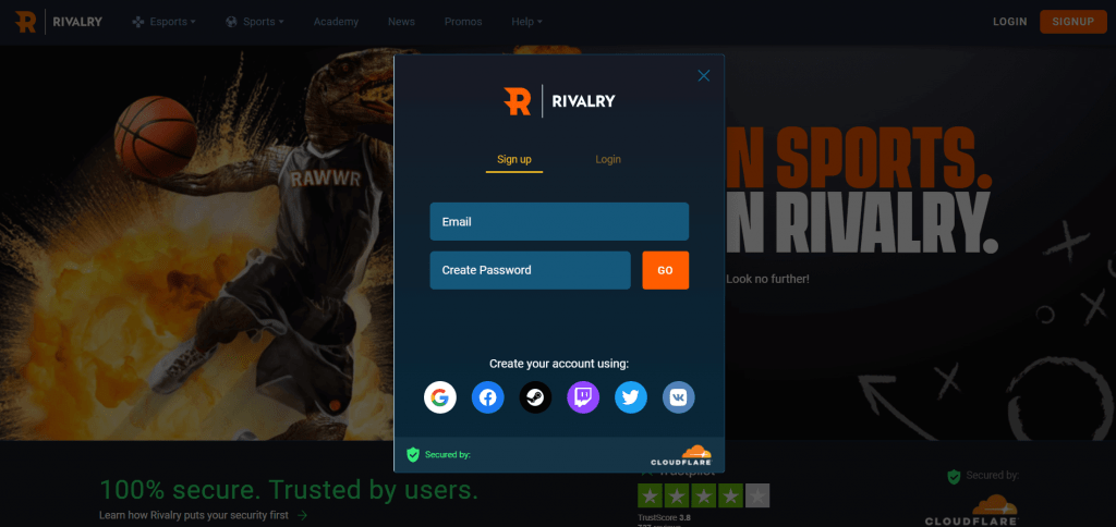 Signing Up at Rivalry - Email Address
