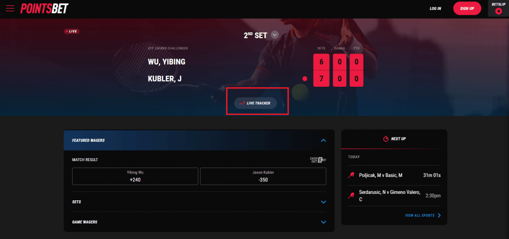 PointsBet Live Tracker