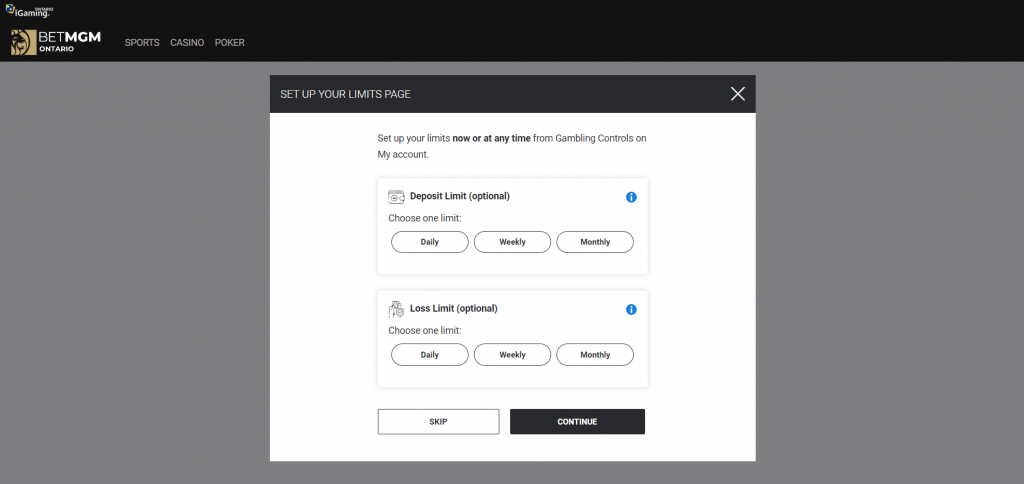 BetMGM Limit Setup