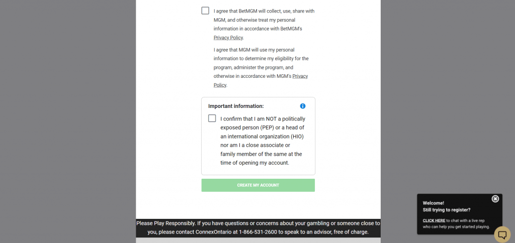 BetMGM Registration Step Four Part Three