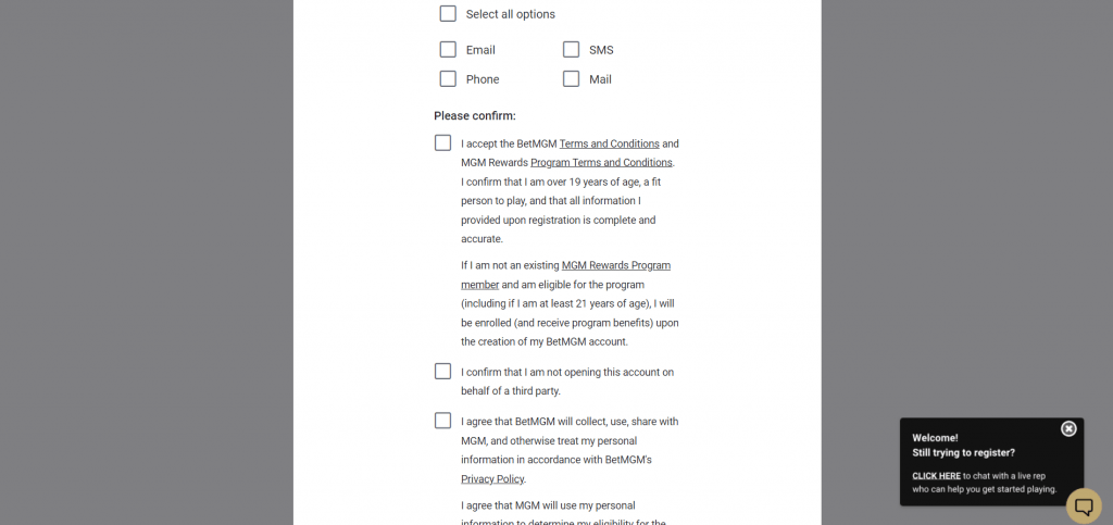 BetMGM Registration Step Four Part Two