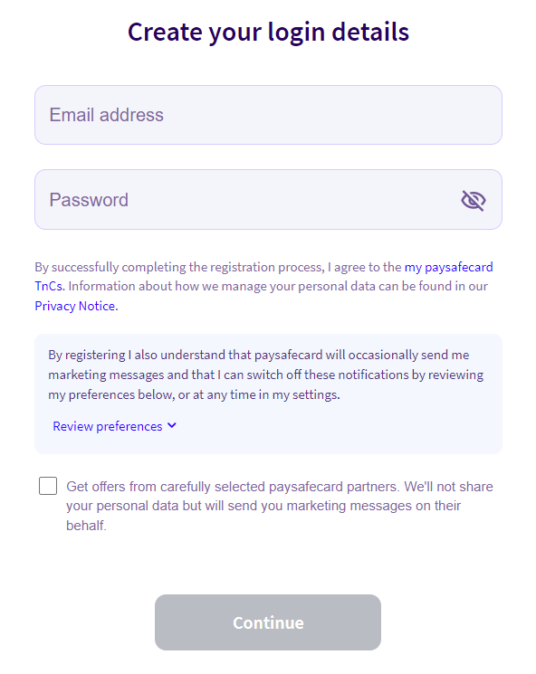 paysafecard sign up process 2