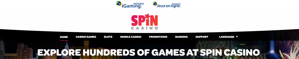 Top Navigation Bar at Spin Casino