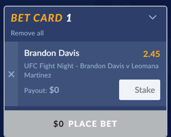 Sports Interaction UFC bet