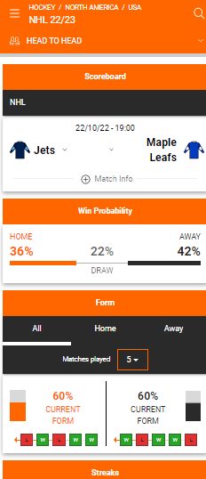 Betano match statistics