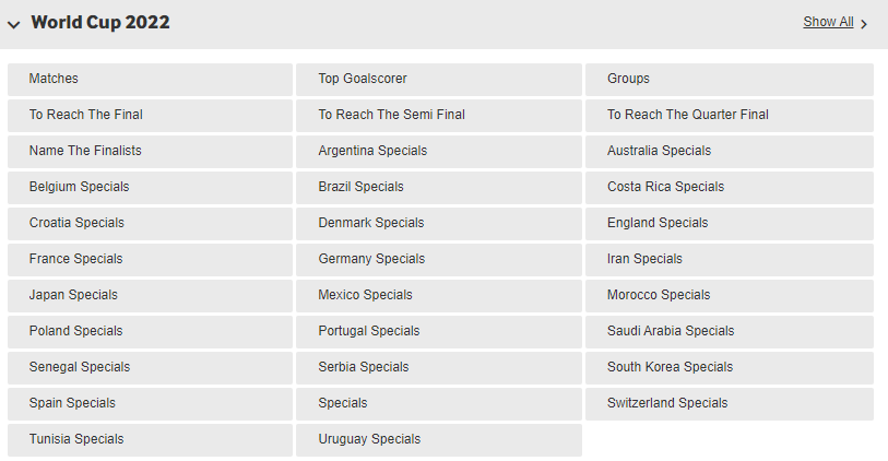 Betway World Cup prop bets