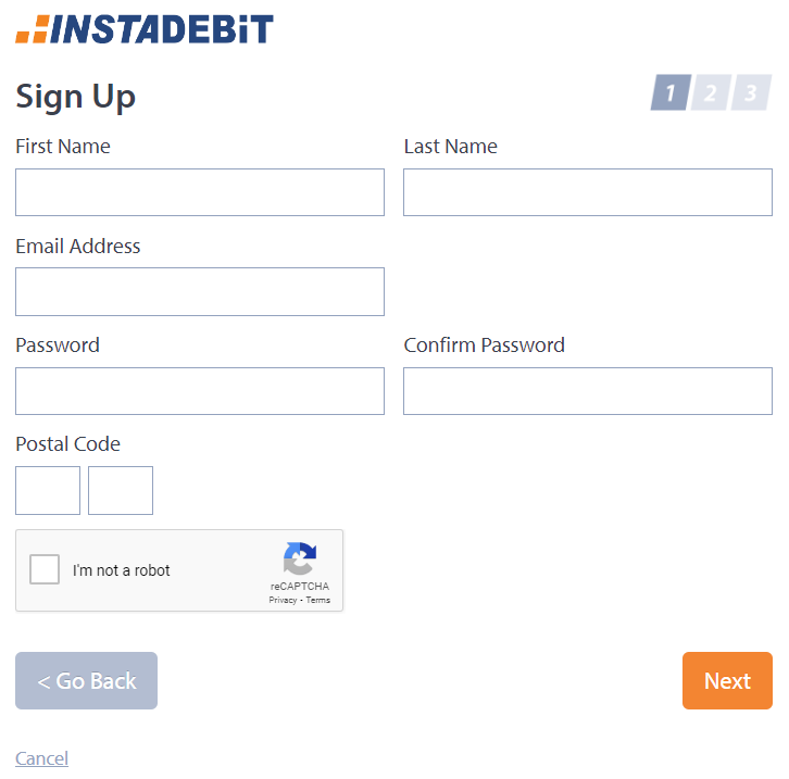 INSTADEBIT sign up 3