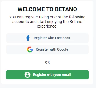 Registration Method at Betano