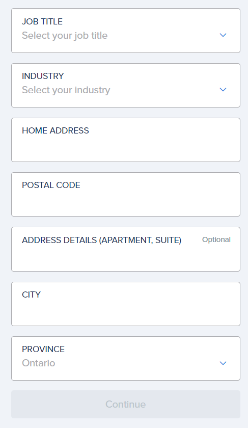 FanDuel registration form — additional details