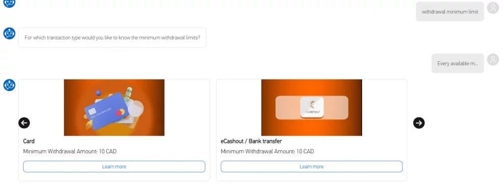 Helpful conversation with Betano's chatbot