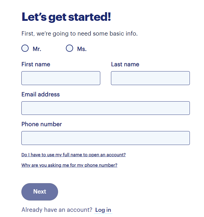 Loto Quebec sign up process: provide personal info