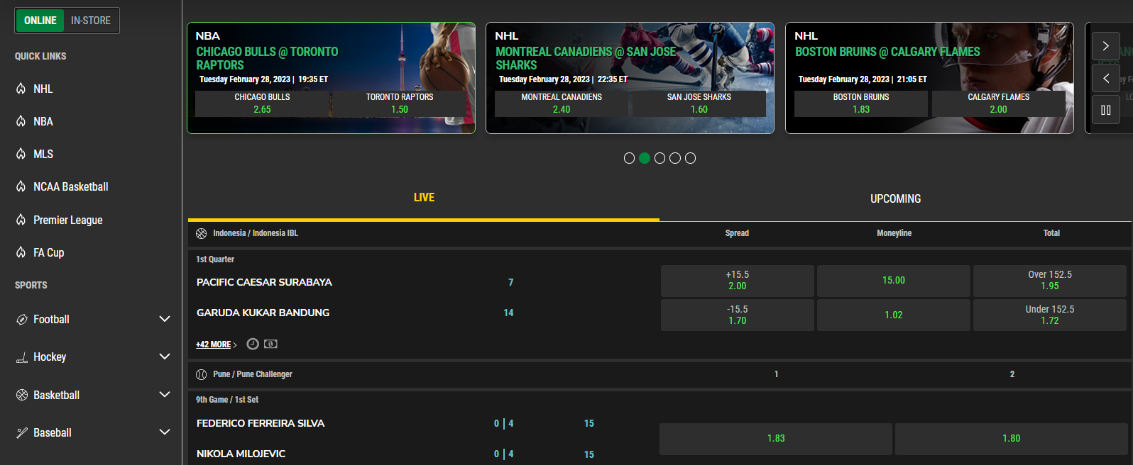 PROLINE+ ONLINE SPORTS BETTING