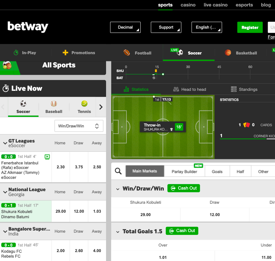 Betway cash out option