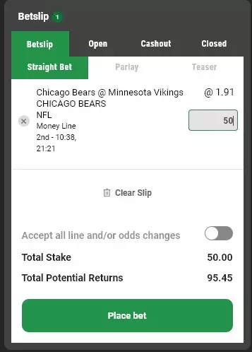 Review selection before hitting 'place bet'