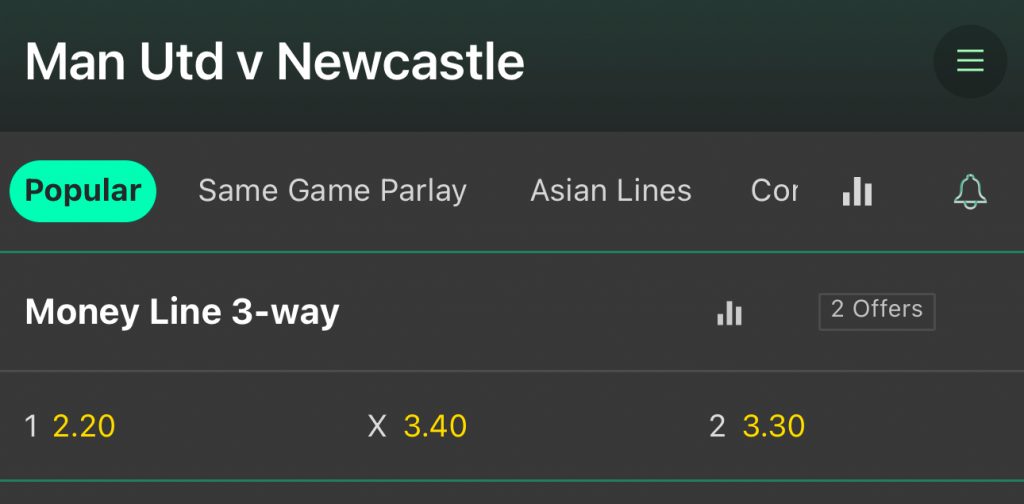 EFL Cup Man United Newcastle United bet365