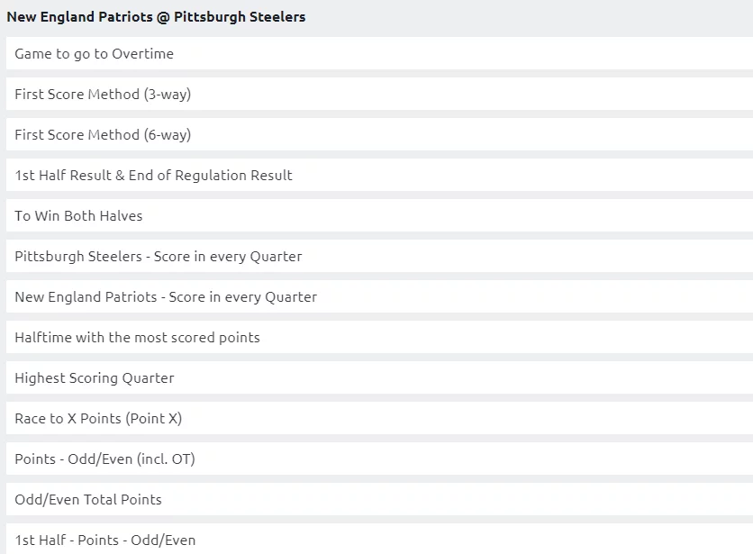 Betano offers 13 prop bets for New England Patriots vs Pittsburgh Steelers