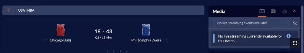 SI message on live stream for NBA match