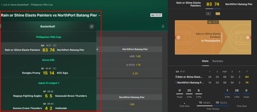 Swtich between live matches easily on bet365.