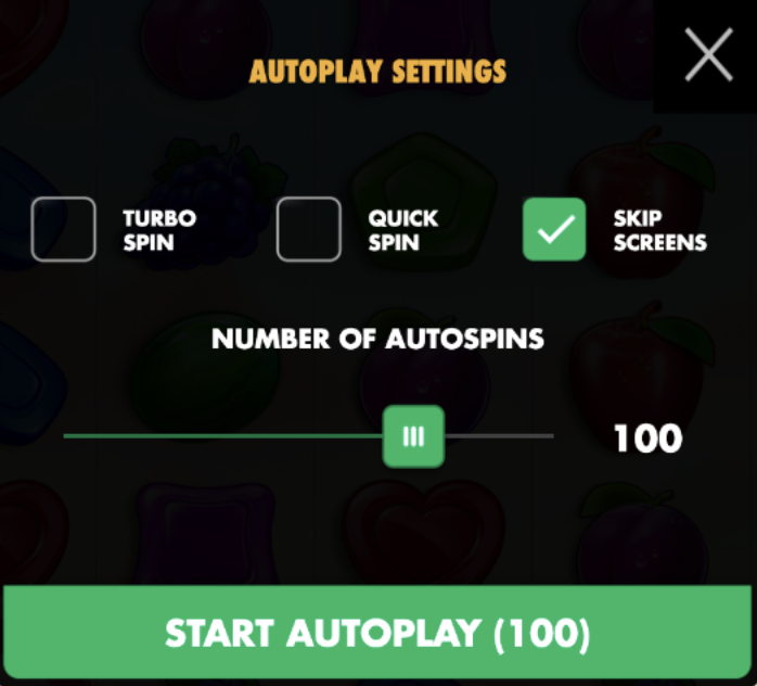 Autoplay option when playing Sweet Bonanza